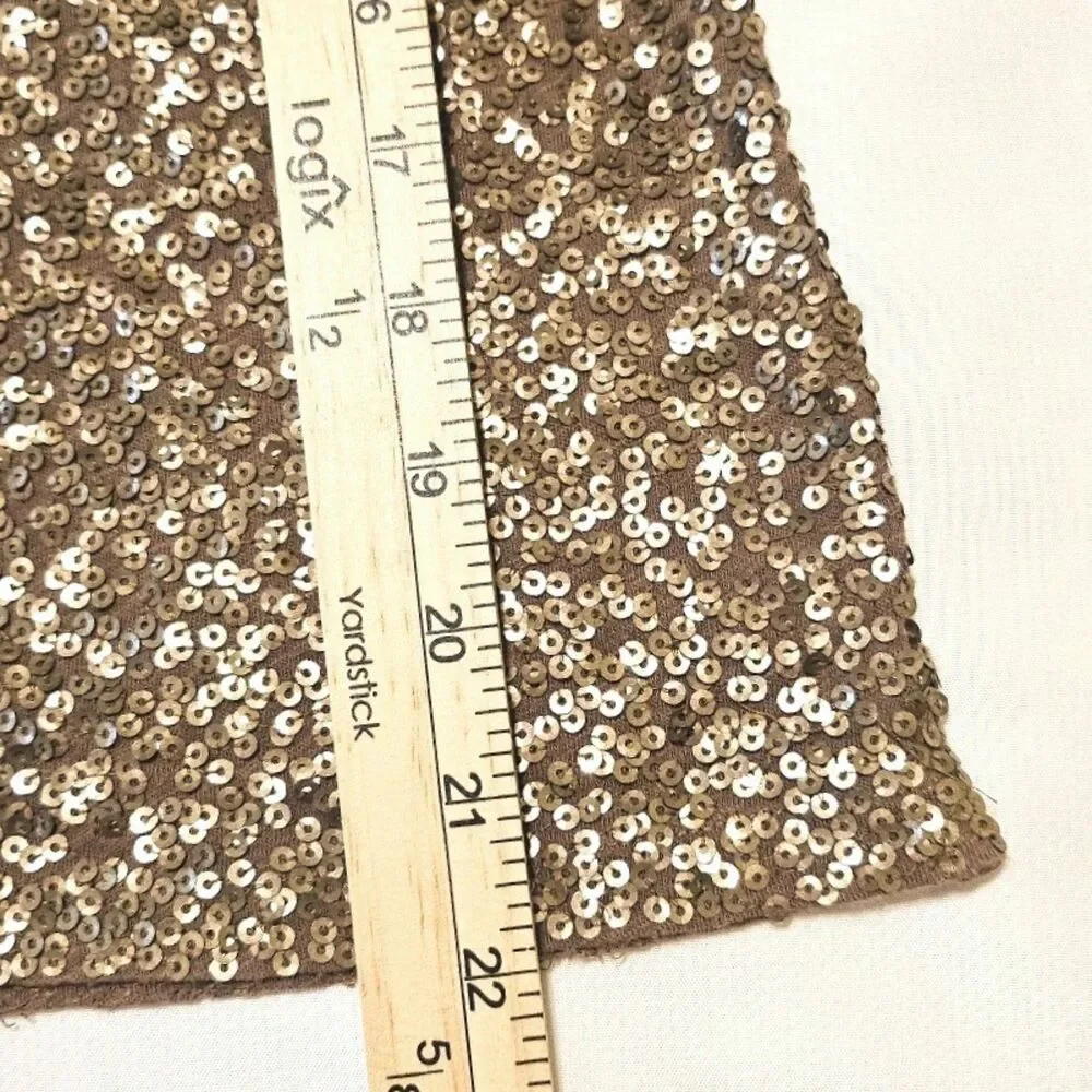 J.Crew Taupe Bronze Sequin Long Sleeve Blouse Top Size XS